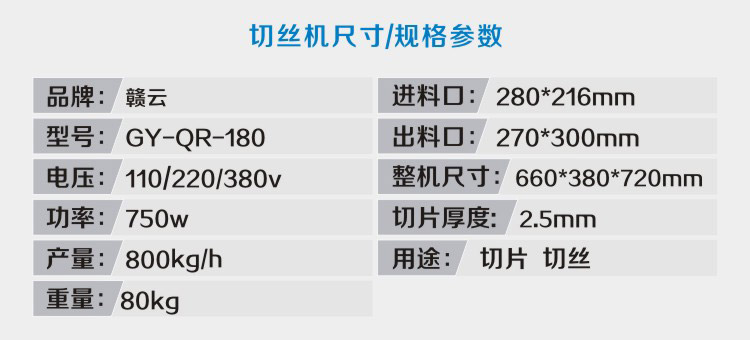 贛州贛云180型切肉機(不銹鋼)純銅電機，肉制品加工切片切絲設(shè)備生產(chǎn)廠家(圖3)