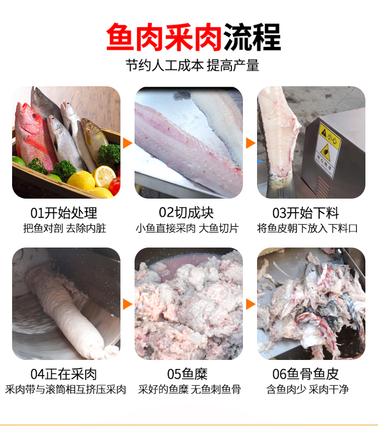 魚肉采肉機生產(chǎn)廠家全自動去魚刺魚皮魚骨的加工魚丸機(圖6)