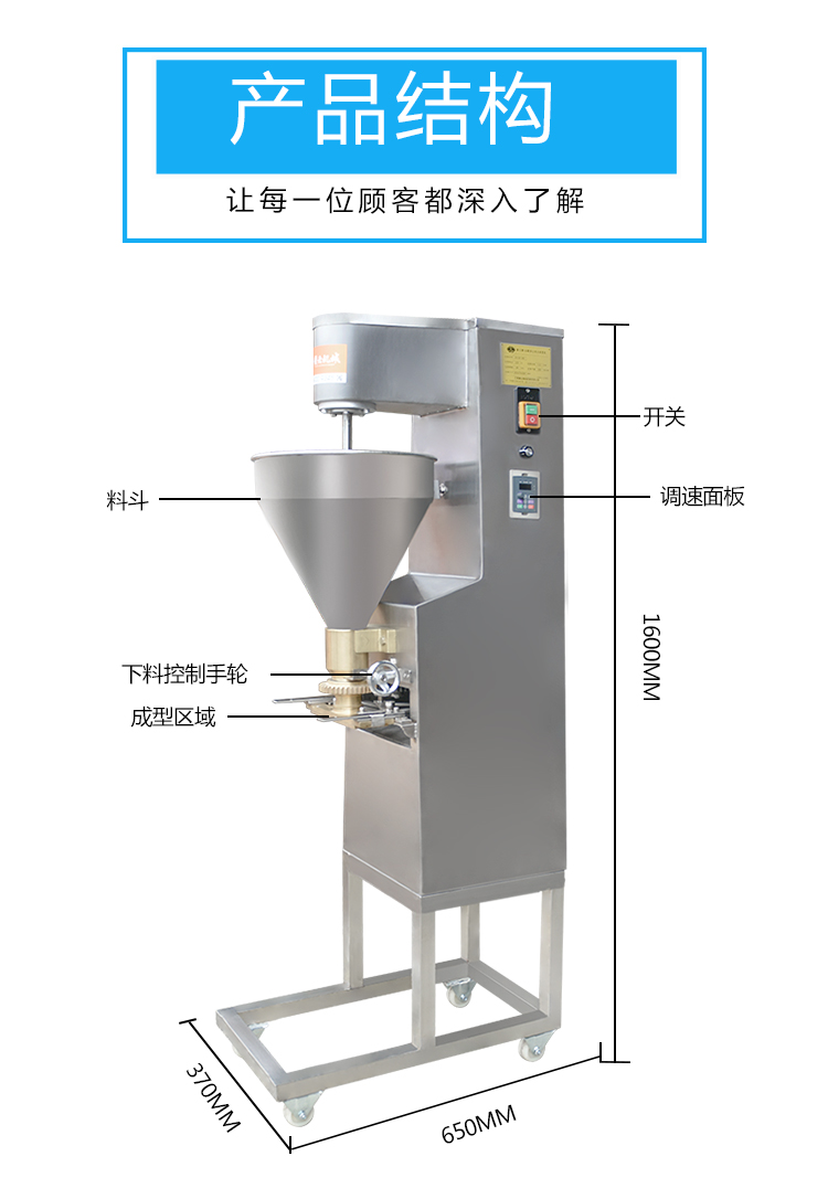 調(diào)速成型肉丸機擠出丸子成型機自動成型魚丸機豬肉丸牛肉丸加工機(圖2)